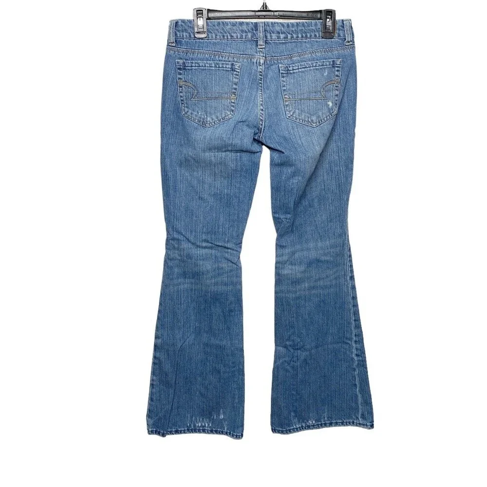 American Eagle Y2K Real Flare Jeans Womens Sz 6 Low Rise 2000s Distressed